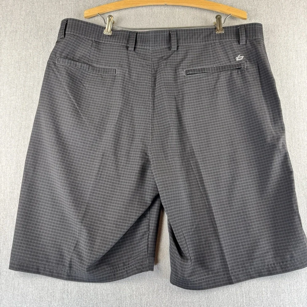 Bolle‎ Golf Tech Shorts Mens 40 Gray Plaid Stretch Bermuda Casual Flat